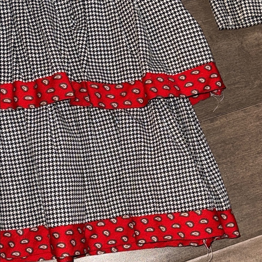 Diane Von Furstenberg Kids Vintage 80s Houndstooth Drop Waist Dress SZ 7 - Picture 3 of 7